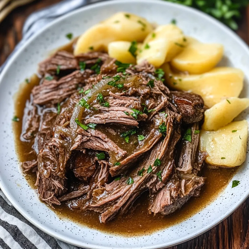 Tender Mississippi pot roast with carrots, pepperoncini, and butter in an Instant Pot.