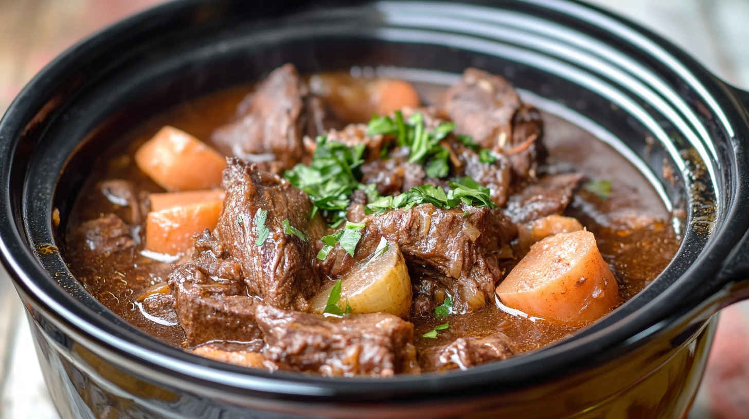 Slow cooked deer pot roast with carrots, potatoes, and tender shredded venison in rich gravy